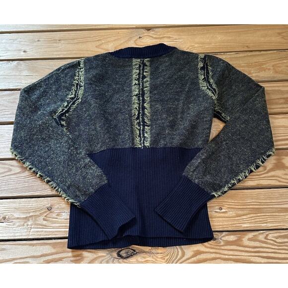 L.A.M.B. Fringed Detail Sweater Size XS Women’s Navy Cashmere Mohair - Picture 2 of 8